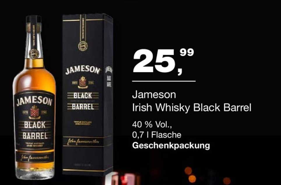 Jameson Irish Whisky Black Barrel 0,7 l in Geschenkpackung für 25,99 €