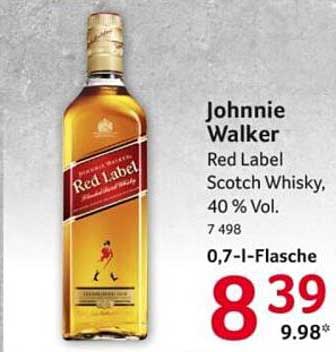 Johnnie Walker Red Label Scotch Whisky, 40 % Vol. 0,7-Liter-Flasche