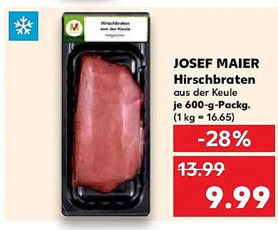 JOSEF MAIER Hirschbraten aus der Keule je 600-g-Pack.