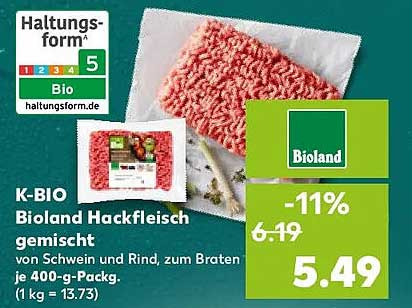 K-BIO Bioland Hackfleisch gemischt 400 g