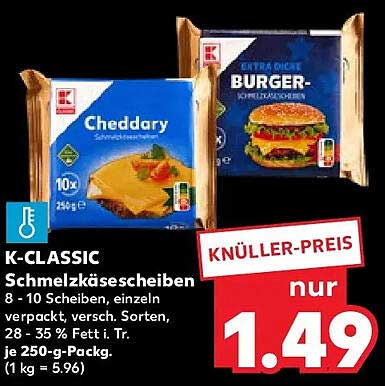 K-CLASSIC Schmelzkäsescheiben – Knüller-Preis!