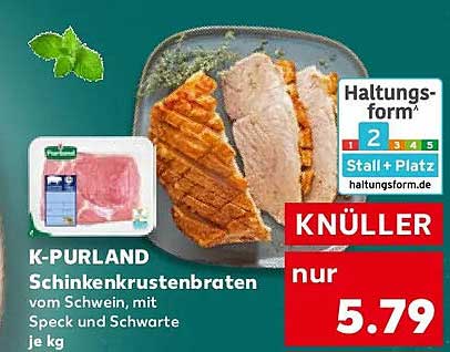 K-PURLAND Schinkenkrustenbraten vom Schwein, mit Speck und Schwarte je kg