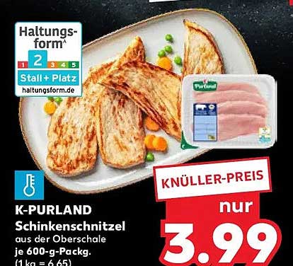 K-PURLAND Schinkenschnitzel aus der Oberschale je 600-g-Pack.