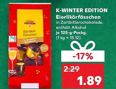 K-WINTER EDITION Eierlikörfässchen in Zartbitterschokolade 125 g