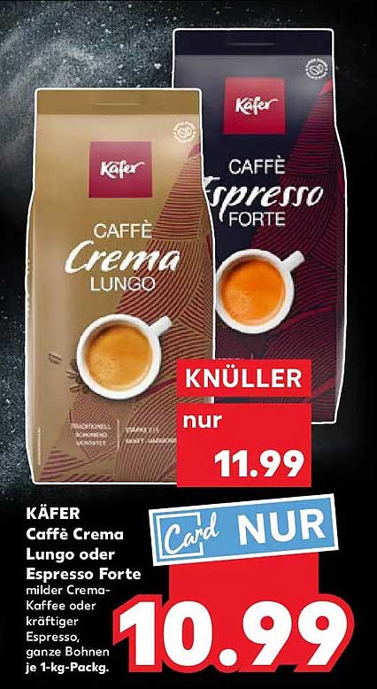 KÄFER Caffè Crema Lungo oder Espresso Forte, 1 kg Packung