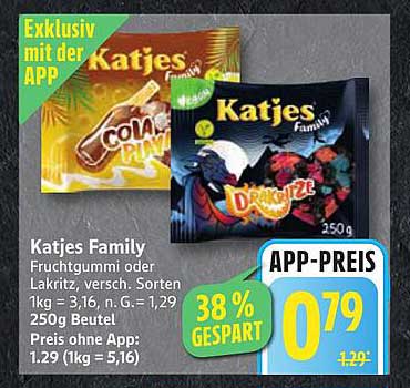 Katjes Family Fruchtgummi oder Lakritz, 250 g Beutel