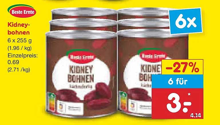 Kidneybohnen 6 x 255 g - Jetzt im Netto Marken-Discount!