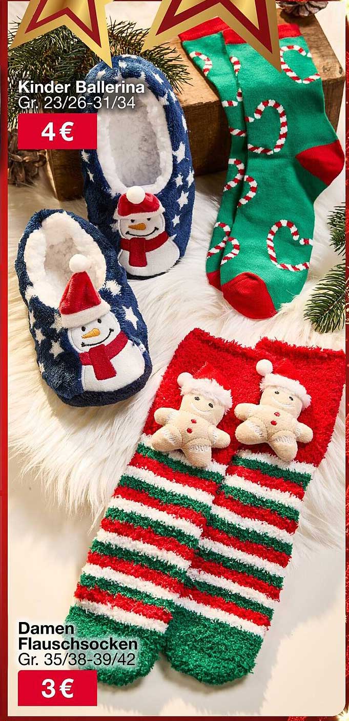 Kinder Ballerina und Damen Flauschsocken - Weihnachten im Schuhregal