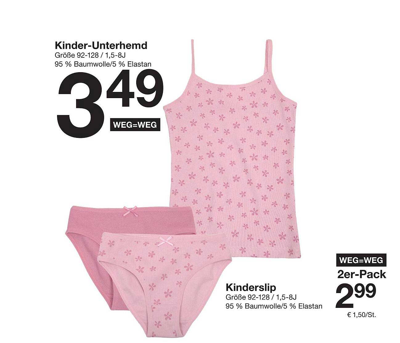 Kinder-Unterhemd und 2er-Pack Kinderslip für nur 2,99 € (statt 3,49 €)