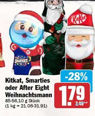 Kitkat, Smarties oder After Eight Weihnachtsmann