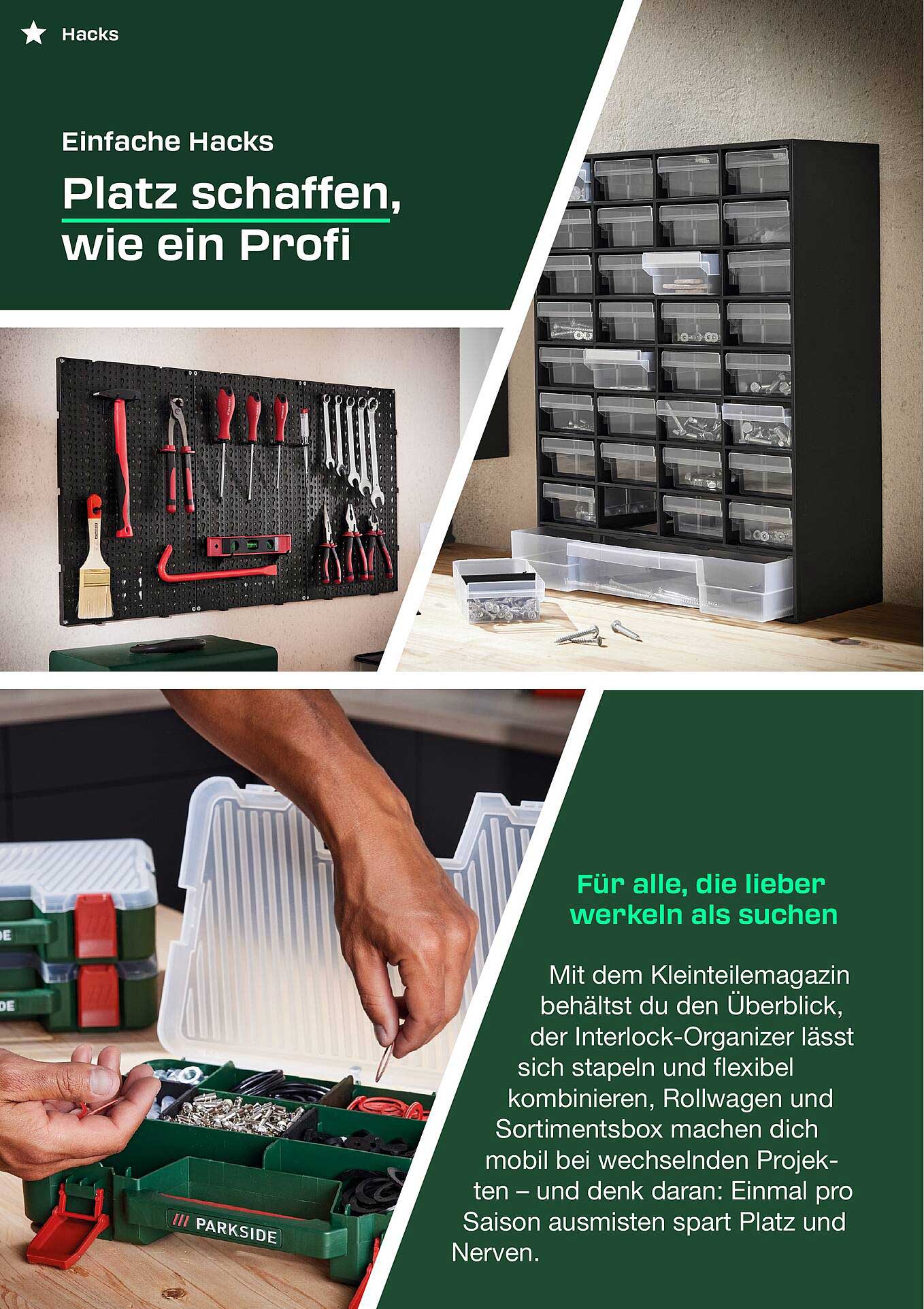 Klein­teil­magazin und Interlock-Organizer für eine perfekte Ordnung