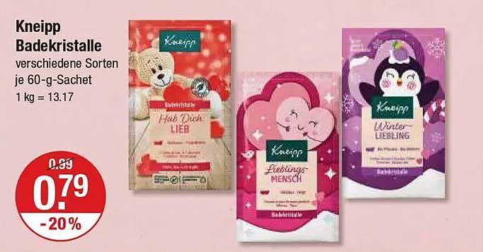 Kneipp Badekristalle verschiedene Sorten je 60-g-Sachet -20%