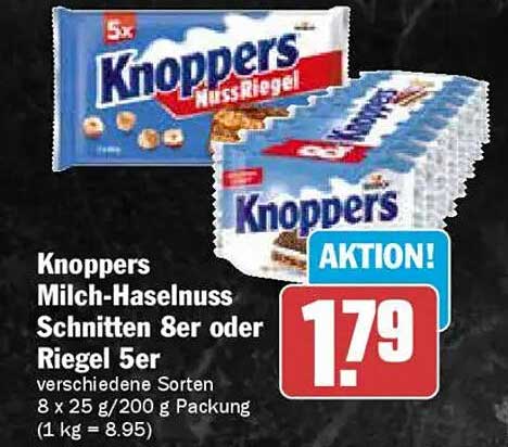 Knoppers Milch-Haselnuss Schnitten 8er oder Riegel 5er