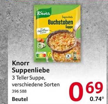 Knorr Suppenliebe Buchstabensuppe - 3 Teller Suppe, verschiedene Sorten