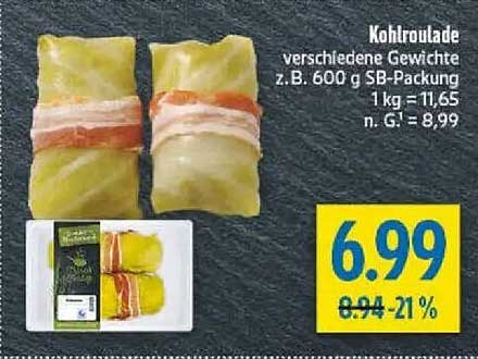 Kohlroulade verschiedene Gewichte z.B. 600 g SB-Packung