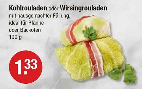Kohlrouladen oder Wirsingrouladen mit hausgemachter Füllung, ideal für Pfanne oder Backofen, 100 g