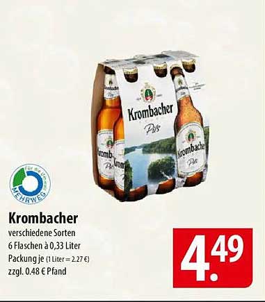 Krombacher Bier 6er-Pack (0,33 Liter Flaschen)