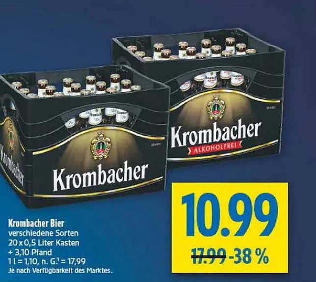 Krombacher Bier verschiedene Sorten 20 x 0,5 Liter Kasten