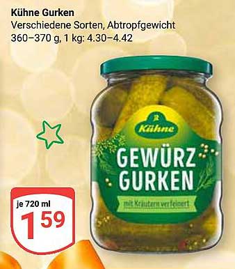 Kü. Kühne Gewürz Gurken, 720 ml