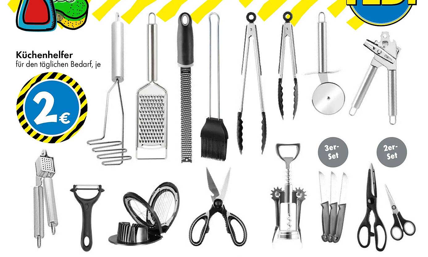 Küchenhelfer für den täglichen Bedarf, je 2 €