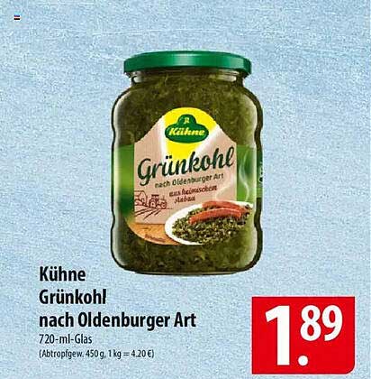 Kühne Grünkohl nach Oldenburger Art 720-ml-Glas