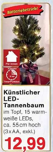 Künstlicher LED-Tannenbaum im Topf - 55 cm hoch