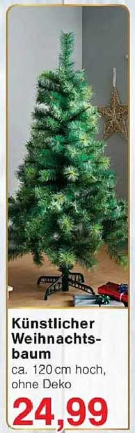 Künstlicher Weihnachtsbaum ca. 120 cm hoch, ohne Deko