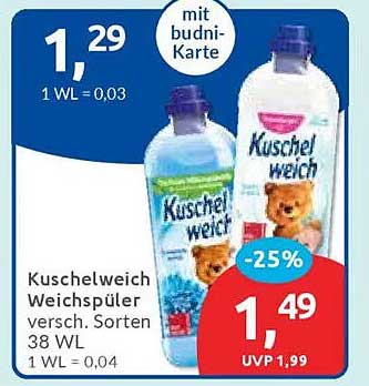 Kuschelweich Weichspüler verschiedene Sorten 38 WL
