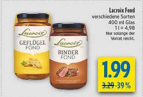 Lacroix Fond verschiedene Sorten 400 ml Glas