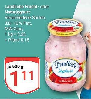 Landliebe Frucht- oder Naturjoghurt, verschiedene Sorten, je 500 g