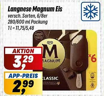 Langnese Magnum Eis, verschiedene Sorten, 6/8er Packung