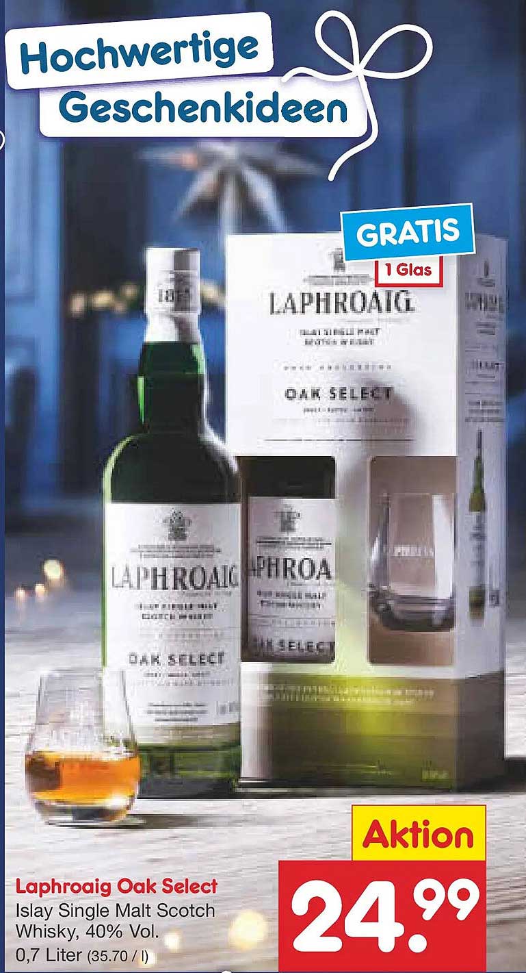 Laphroaig Oak Select Islay Single Malt Scotch Whisky, 0,7 Liter, 40% Vol.