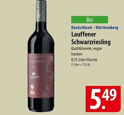 Lauffener Schwarzriesling – Bio Qualitätswein, vegan, trocken