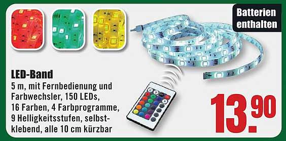 LED-Band 5 m mit Fernbedienung und Farbwechsler