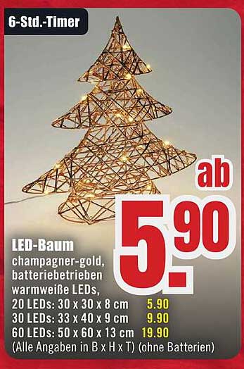 LED-Baum champagner-gold - batteriebetrieben mit warmweißen LEDs