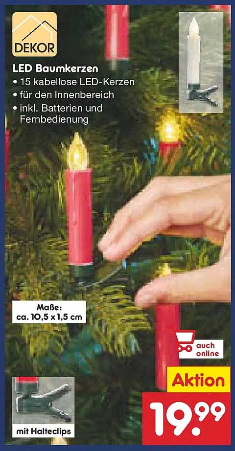 LED Baumkerzen - 15 kabellose LED-Kerzen für den Innenbereich