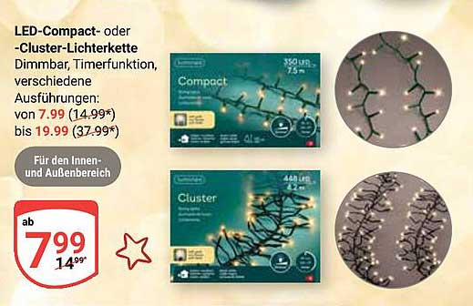 LED-Compact- oder -Cluster-Lichterkette dimmbar mit Timerfunktion