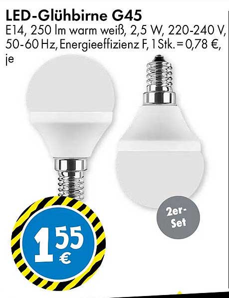 LED-Glühbirne G45, 2er-Set