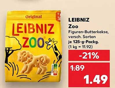LEIBNIZ Zoo Figuren-Butterkekse, versch. Sorten je 125-g-Pack.
