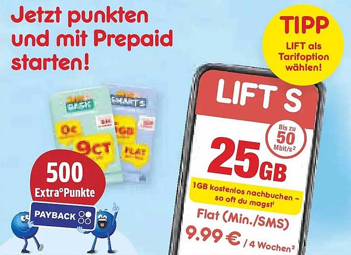 LIFT S Prepaid-Tarif mit 25 GB Datenvolumen