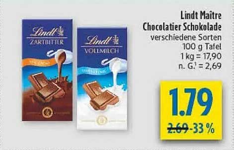 Lindt Maître Chocolatier Schokolade verschiedene Sorten 100 g Tafel