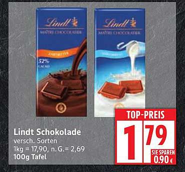 Lindt Schokolade – verschiedene Sorten