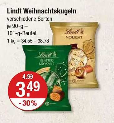 Lindt Weihnachtskugeln verschiedene Sorten je 90-g – 101-g-Beutel