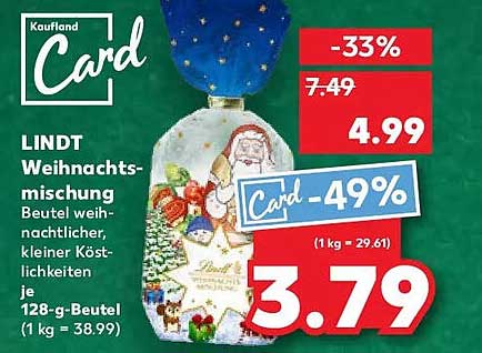 LINDT Weihnachtsmischung 128-g-Beutel