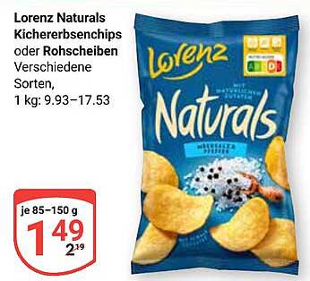 Lorenz Naturals Kichererbsenchips oder Rohscheiben Verschiedene Sorten
