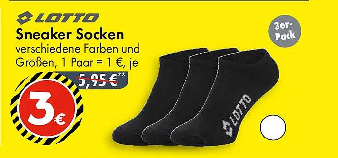Lotto Sneaker Socken 3er-Pack für nur 3 €