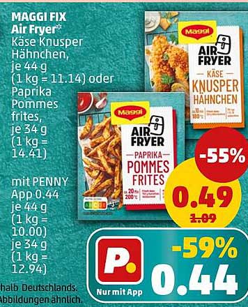 MAGGI FIX Air Fryer – Käsige Knusper Häppchen und Paprika Pommes Frites