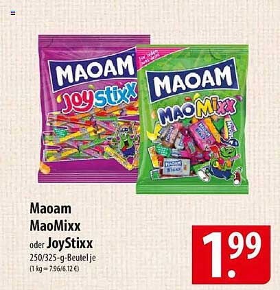 Maoam MaoMixx oder JoyStixx 250/325-g-Beutel