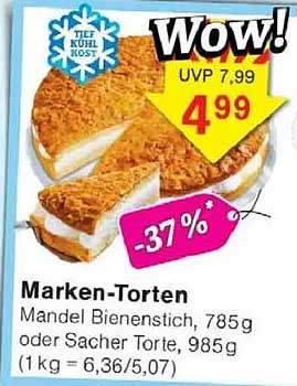 Marken-Torten: Mandel Bienenstich oder Sachertorte