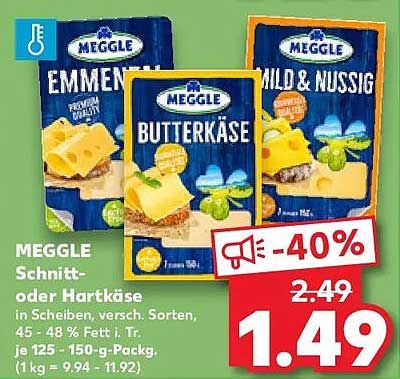 MEGGLE Schnitt- oder Hartkäse in Scheiben, verschiedene Sorten